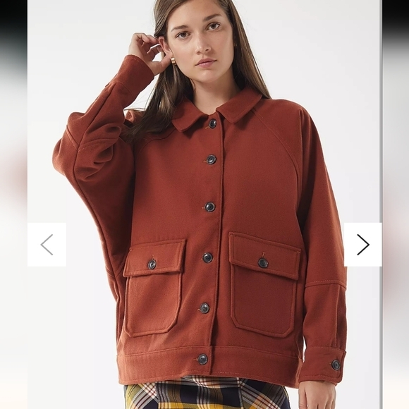 Urban Outfitters Jackets & Blazers - Urban Outfitters Oversized Fleece Shacket Size Small Rust Large Pockets